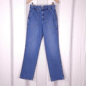 Lee Carpenter Jeans Womens 8 Workwear Blue High Rise Straight Leg Stretch Denim